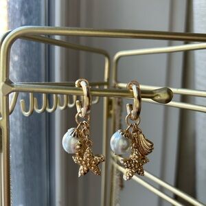 Gold Ocean Charm Dangle Earrings